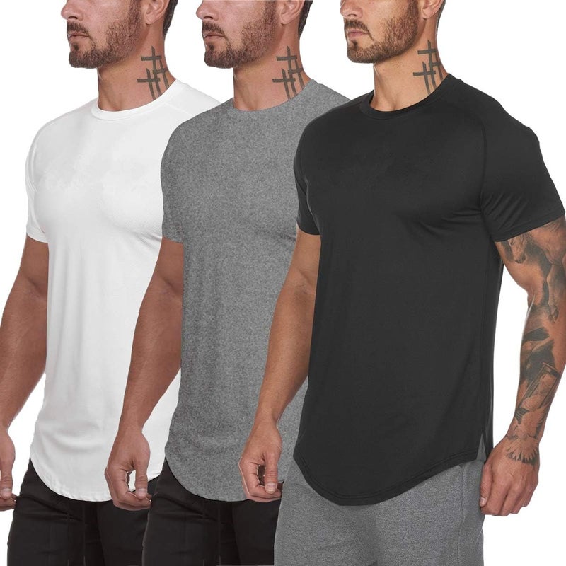 Muscle Killer 3 Pack Men's Gym Workout Bodybuilding Fitness Active Athletic T-Shirts Workout Casual Tee (Large, Black+Gray+White) - Image 1